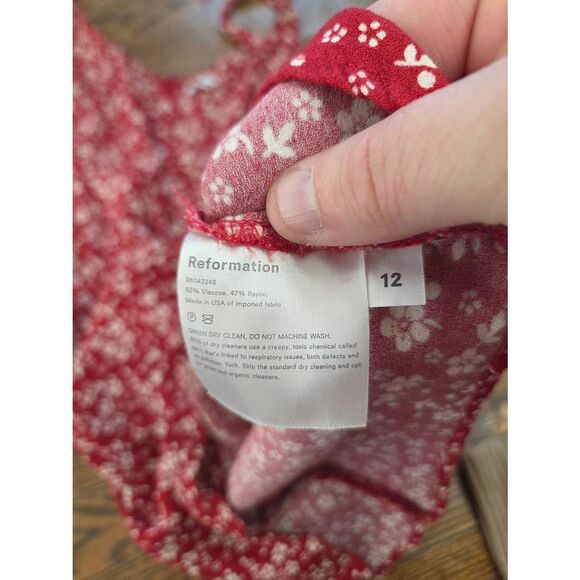Reformation Yves Red Floral Mini Dress Size 12 - Picture 3 of 4